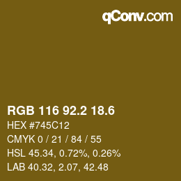 カラーコード: RGB 116 92.2 18.6 | qconv.com