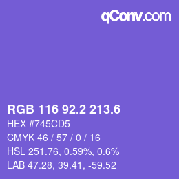 カラーコード: RGB 116 92.2 213.6 | qconv.com