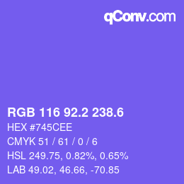 カラーコード: RGB 116 92.2 238.6 | qconv.com