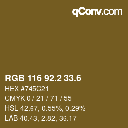 カラーコード: RGB 116 92.2 33.6 | qconv.com
