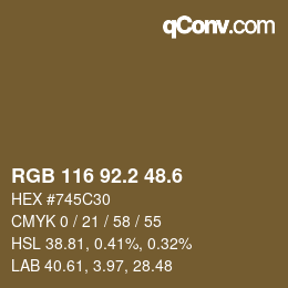 カラーコード: RGB 116 92.2 48.6 | qconv.com
