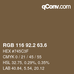 カラーコード: RGB 116 92.2 63.6 | qconv.com