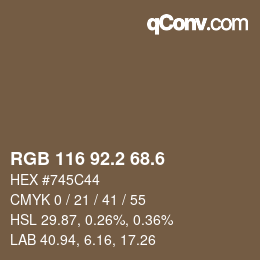 カラーコード: RGB 116 92.2 68.6 | qconv.com