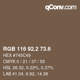 カラーコード: RGB 116 92.2 73.6 | qconv.com