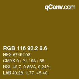 カラーコード: RGB 116 92.2 8.6 | qconv.com