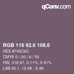 カラーコード: RGB 116 92.6 108.6 | qconv.com