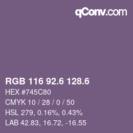 カラーコード: RGB 116 92.6 128.6 | qconv.com