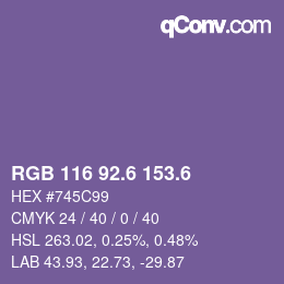 カラーコード: RGB 116 92.6 153.6 | qconv.com