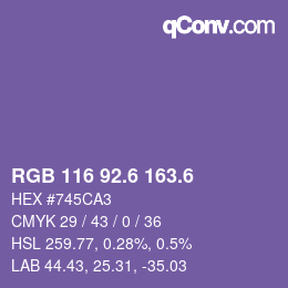カラーコード: RGB 116 92.6 163.6 | qconv.com