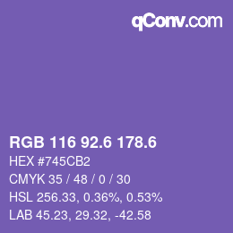 カラーコード: RGB 116 92.6 178.6 | qconv.com