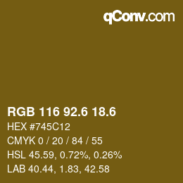 カラーコード: RGB 116 92.6 18.6 | qconv.com