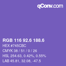 カラーコード: RGB 116 92.6 188.6 | qconv.com