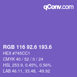 カラーコード: RGB 116 92.6 193.6 | qconv.com