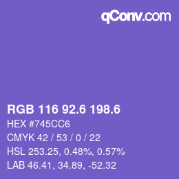 カラーコード: RGB 116 92.6 198.6 | qconv.com