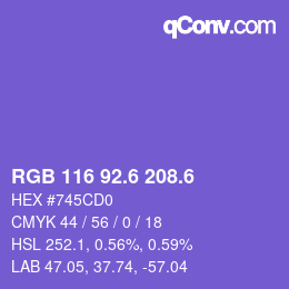 カラーコード: RGB 116 92.6 208.6 | qconv.com