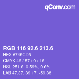 カラーコード: RGB 116 92.6 213.6 | qconv.com