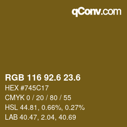 カラーコード: RGB 116 92.6 23.6 | qconv.com