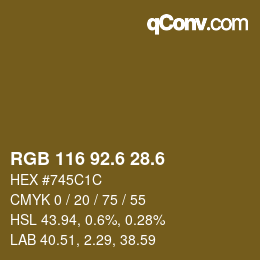 カラーコード: RGB 116 92.6 28.6 | qconv.com