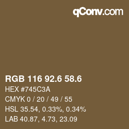 カラーコード: RGB 116 92.6 58.6 | qconv.com