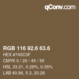 カラーコード: RGB 116 92.6 63.6 | qconv.com