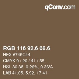 カラーコード: RGB 116 92.6 68.6 | qconv.com