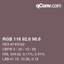 カラーコード: RGB 116 92.6 98.6 | qconv.com