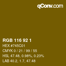 カラーコード: RGB 116 92 1 | qconv.com
