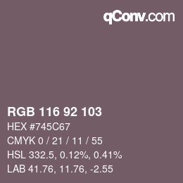 カラーコード: RGB 116 92 103 | qconv.com