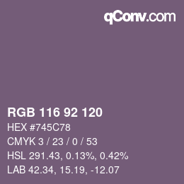 カラーコード: RGB 116 92 120 | qconv.com