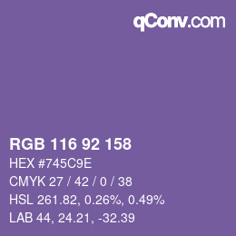 カラーコード: RGB 116 92 158 | qconv.com