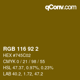カラーコード: RGB 116 92 2 | qconv.com