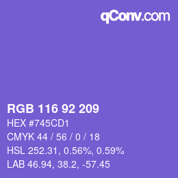 颜色代码: RGB 116 92 209 | qconv.com