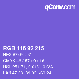 Color code: RGB 116 92 215 | qconv.com