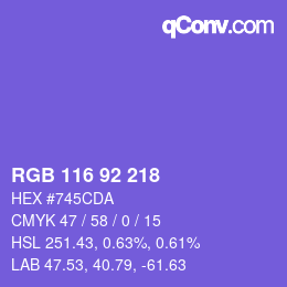 カラーコード: RGB 116 92 218 | qconv.com