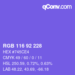 カラーコード: RGB 116 92 228 | qconv.com