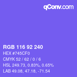 颜色代码: RGB 116 92 240 | qconv.com