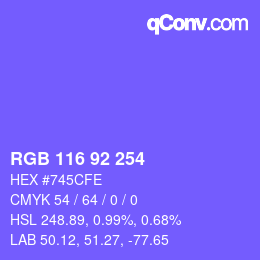 カラーコード: RGB 116 92 254 | qconv.com