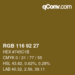 カラーコード: RGB 116 92 27 | qconv.com