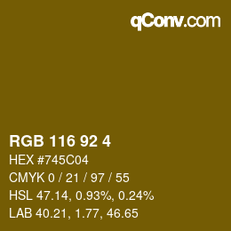 カラーコード: RGB 116 92 4 | qconv.com