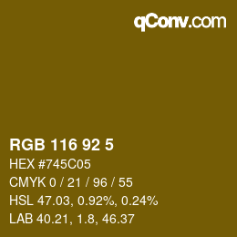 カラーコード: RGB 116 92 5 | qconv.com