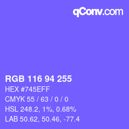 Color code: RGB 116 94 255 | qconv.com