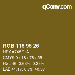 Código de color: RGB 116 95 26 | qconv.com