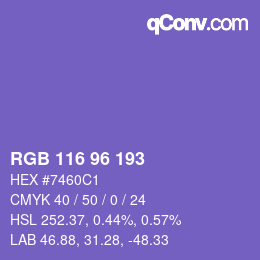 カラーコード: RGB 116 96 193 | qconv.com