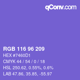 カラーコード: RGB 116 96 209 | qconv.com