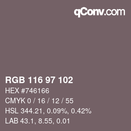 カラーコード: RGB 116 97 102 | qconv.com