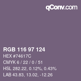 Color code: RGB 116 97 124 | qconv.com