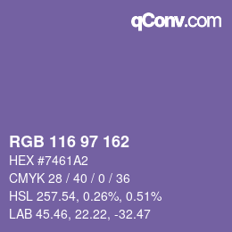 Color code: RGB 116 97 162 | qconv.com