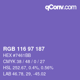 Color code: RGB 116 97 187 | qconv.com