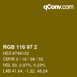 颜色代码: RGB 116 97 2 | qconv.com