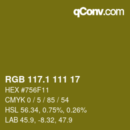 カラーコード: RGB 117.1 111 17 | qconv.com